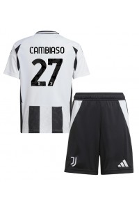 Juventus Andrea Cambiaso #27 Jalkapallovaatteet Lasten Kotipeliasu 2024-25 Lyhythihainen (+ Lyhyet housut)